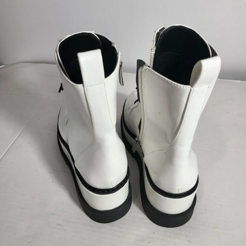 Jessica Simpson Women Imelda Platform Combat Boot White Sz 8 - Picture 2 of 6